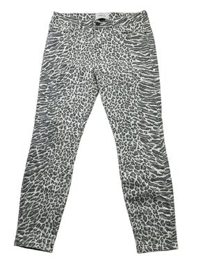 Current/Elliott The Stiletto Animal Print Skinny Jeans Gray White 30